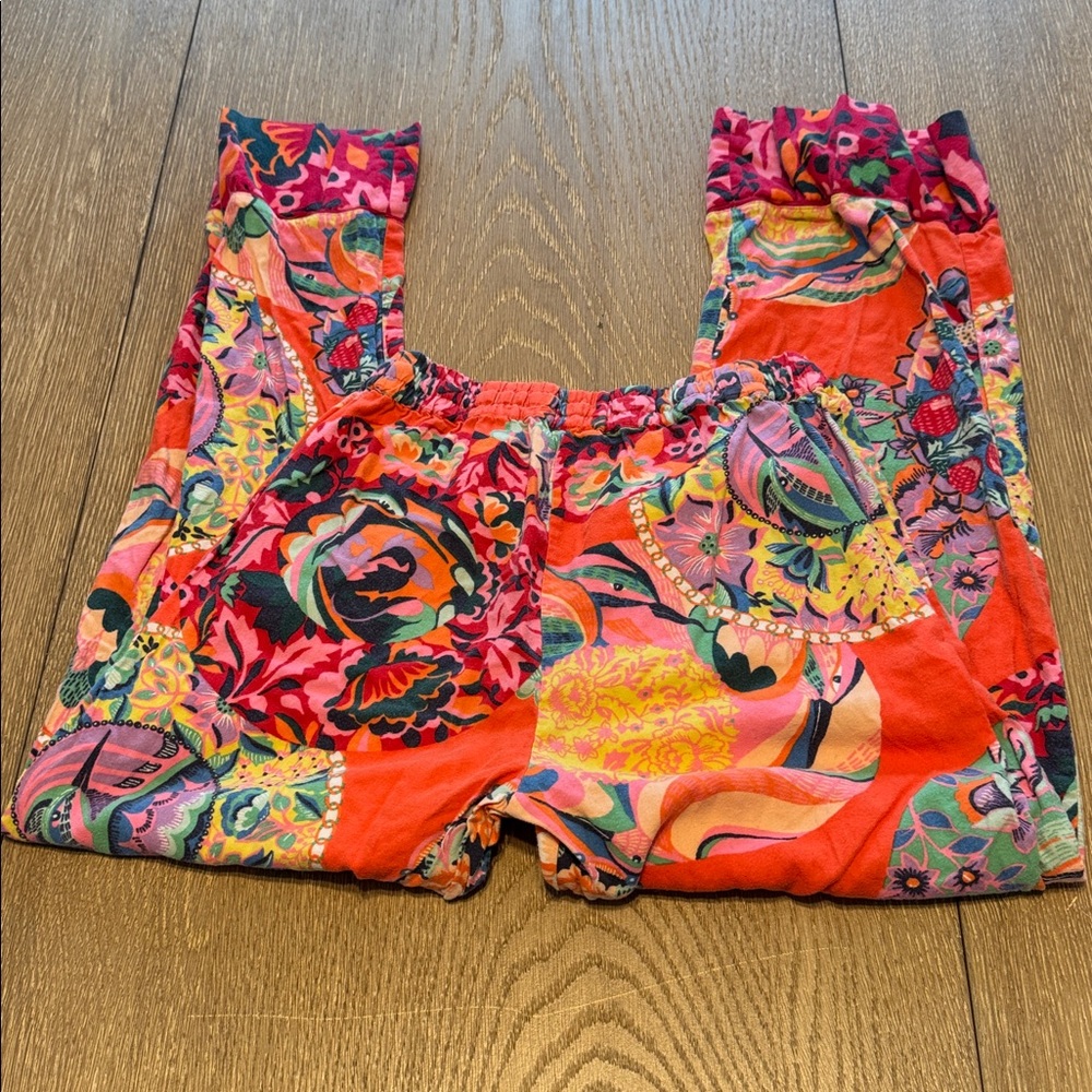 Anthropologie Vibrant Orange & Pink Paisley Satin Pajama Set - Picture 6 of 8